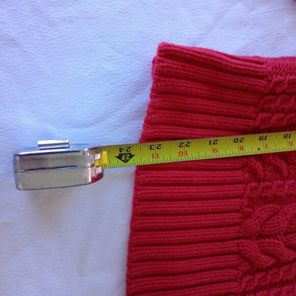 Vintage Women's Lands End Chunky Cable Knit Button Up Red XL 18-20 Y2K Fisherman - Picture 8 of 9